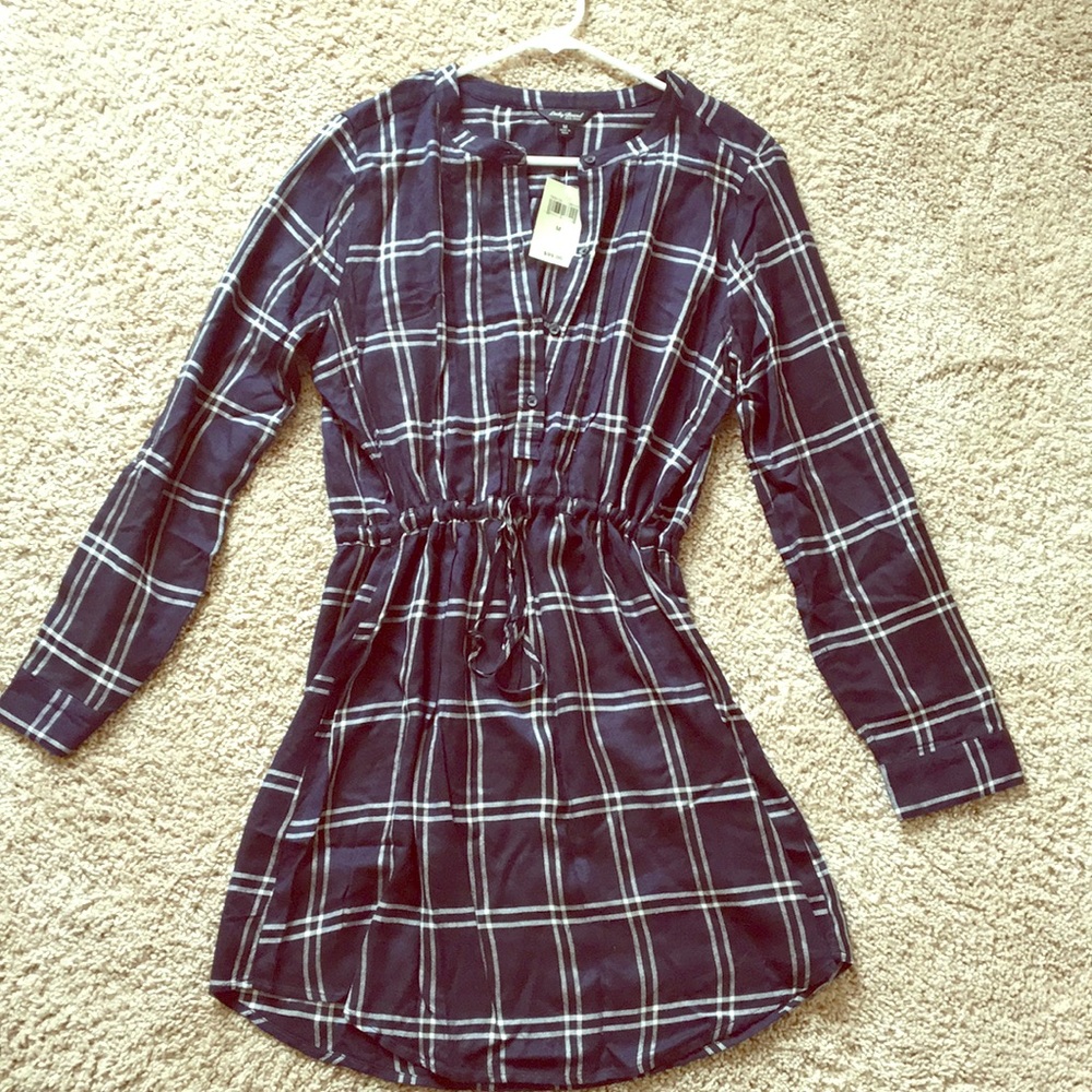 Blue and white plaid dress